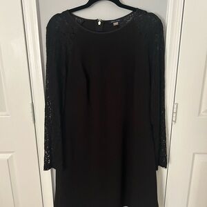 Tommy Hilfiger Black Lace Sleeve Long-Sleeve Shift Dress